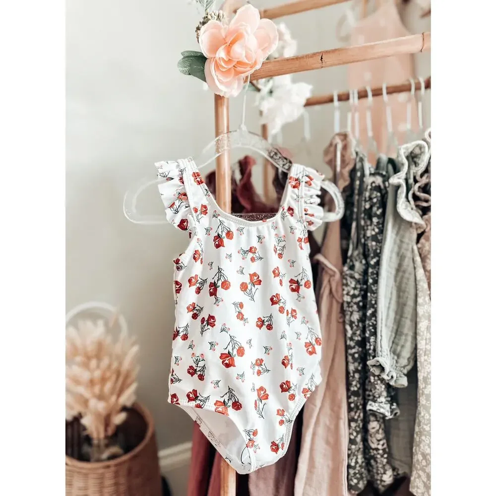New Darling Blooming Floral Frilly Slv Swimsuit 18-24mths